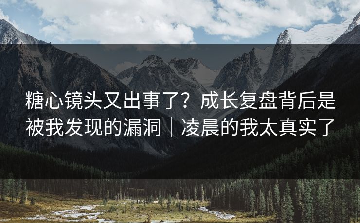 糖心镜头又出事了?成长复盘背后是被我发现的漏洞|凌晨的我太真实了